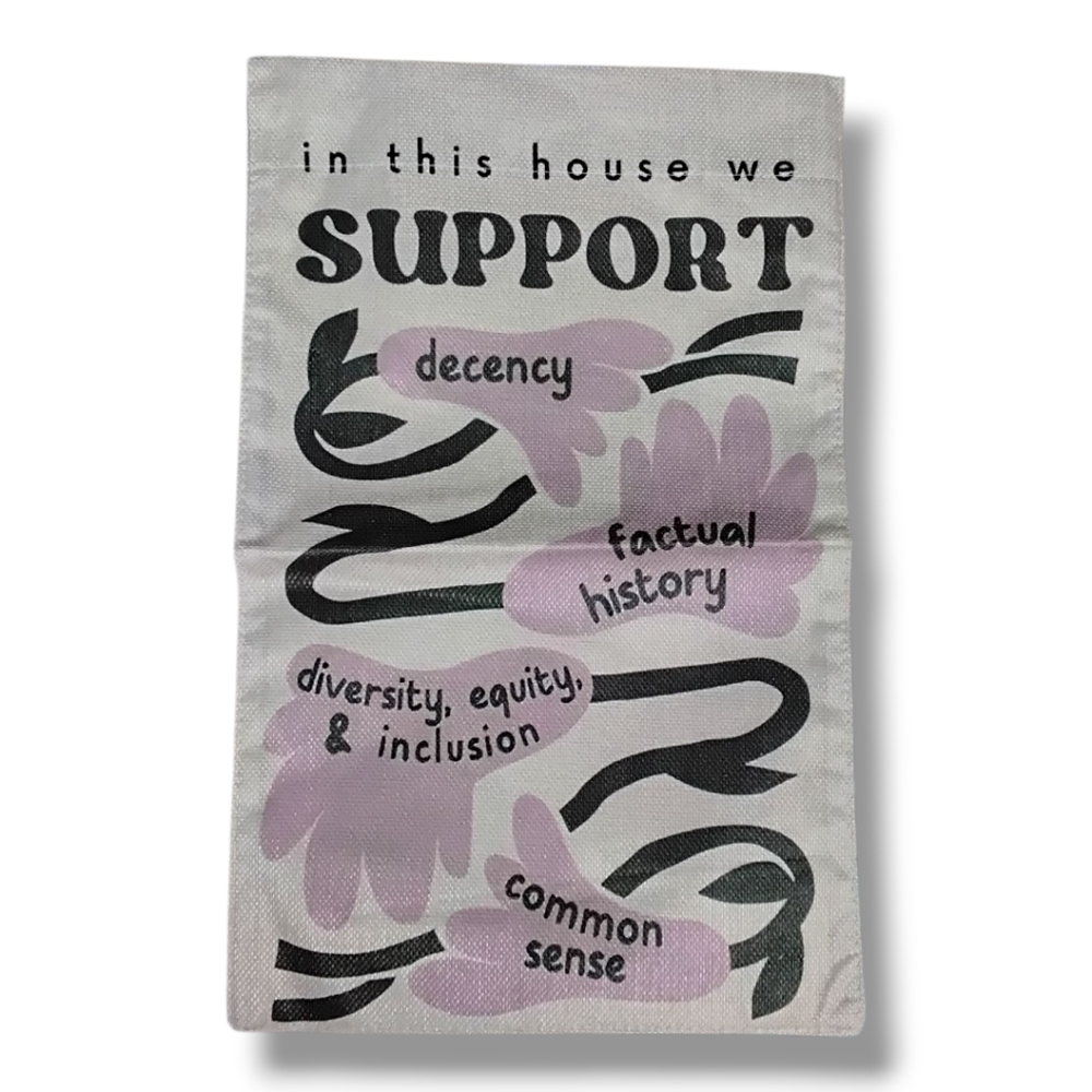 All Season Supportive Message Garden Flag - Purple and Gray